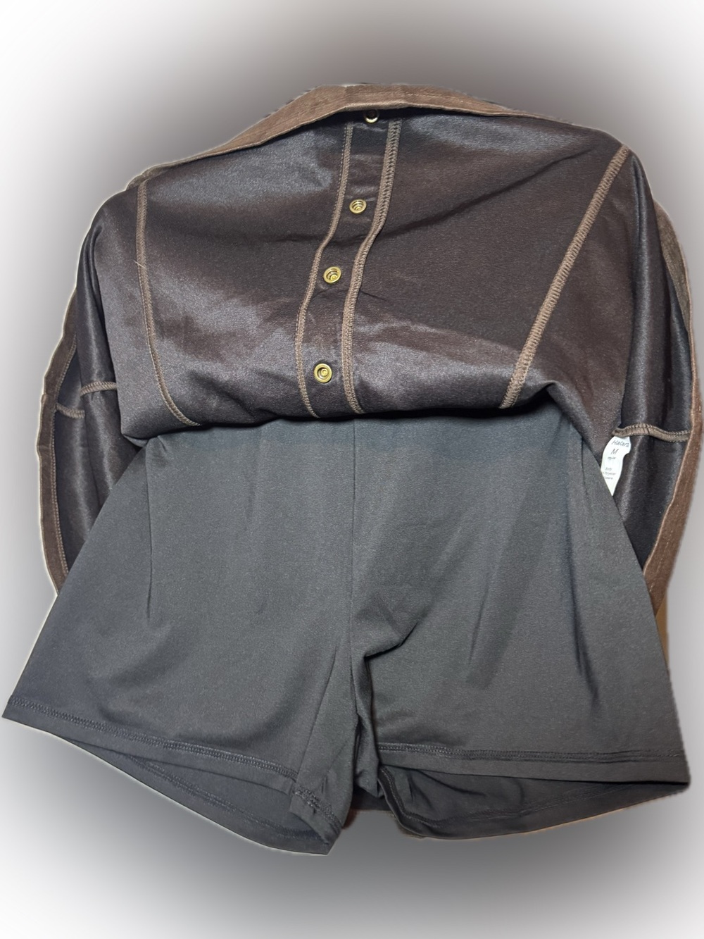 HALARA Brown Faux Suede Button-Front Skater Skort NWT - Picture 4 of 6